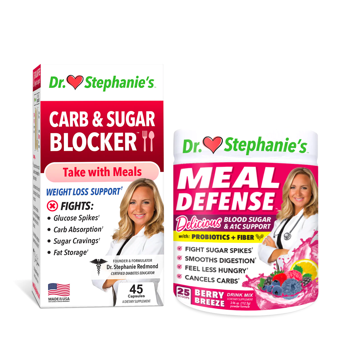 Carb & Sugar Blocker + Meal Defense Drink Mix Bundle Dr. Stephanie's
