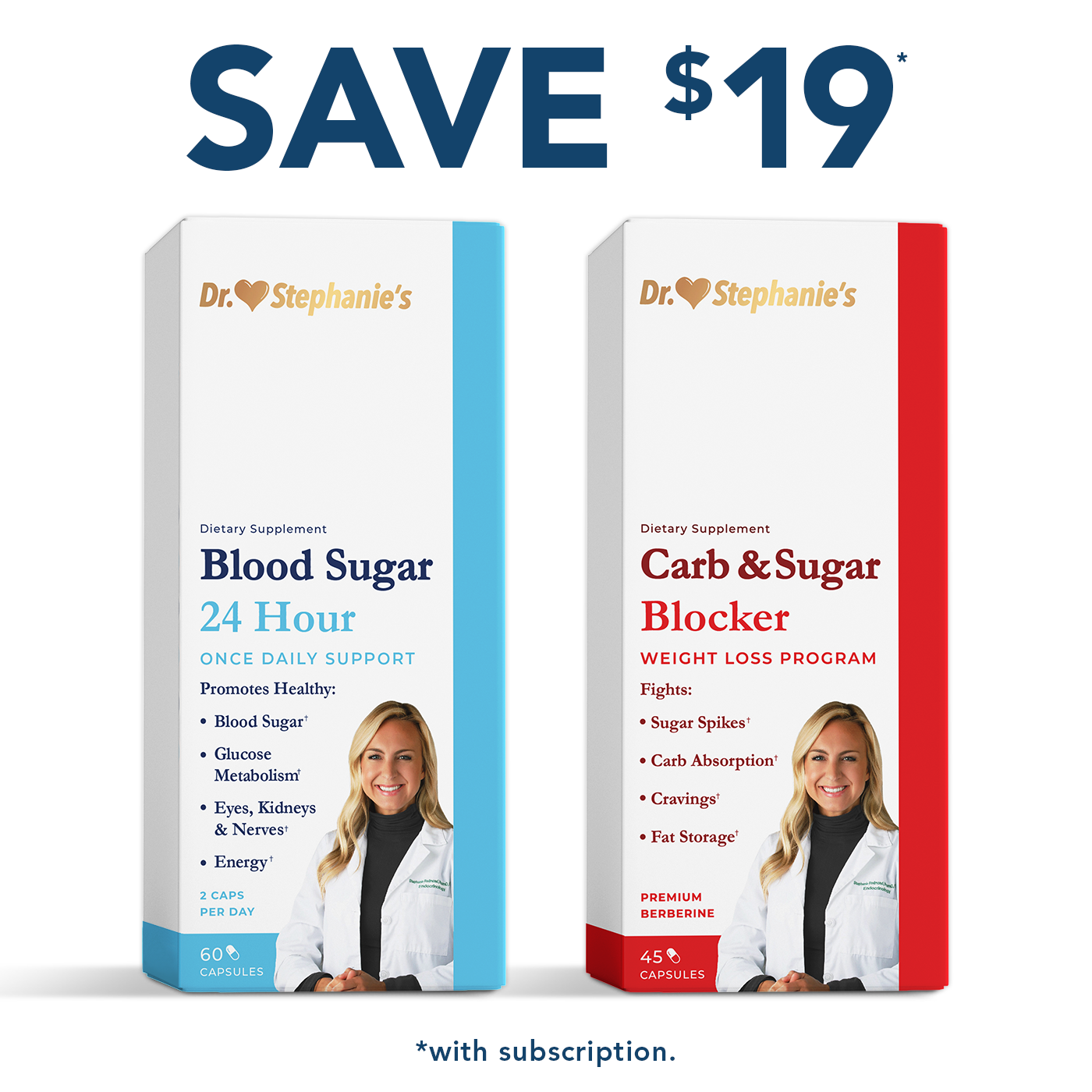 Double Pack: Blood Sugar 24 Hour Support + Carb & Sugar Blocker