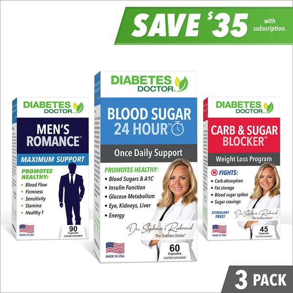 3 PACK - Men's Romance™, 24 Hour Blood Sugar, + Carb & Sugar Blocker Dr. Stephanie's