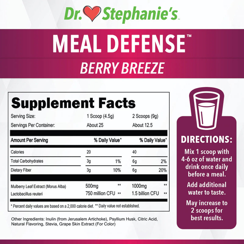 BUNDLE PACK - Meal Defense Drink Mix + Blood Sugar 24 Hour Extra-Strength Dr. Stephanie's